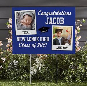 Graduation Photo Yard Signs-2 photo Then and now